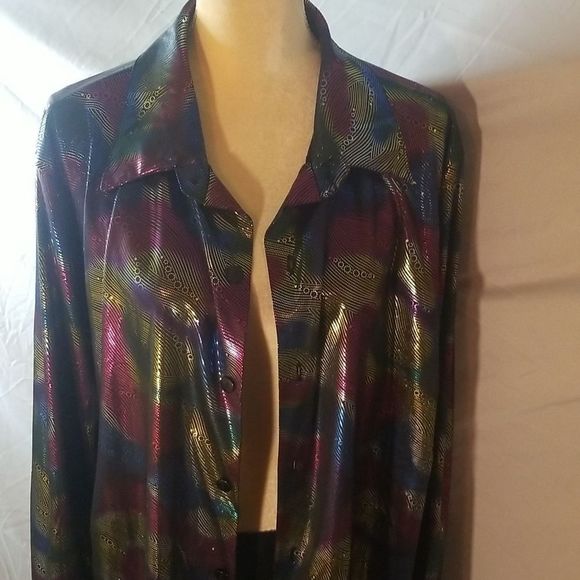 HOST PICK Metallic Multicolored 1970's Disco Shirt Unisex Sz. XXL - Picture 6 of 17